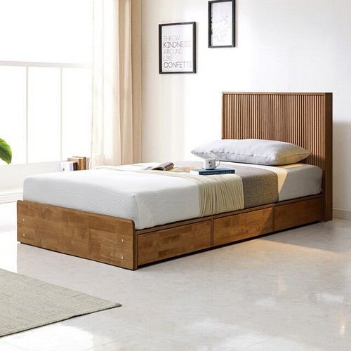 가이온 스컬 북유럽풍 호텔식 원목 수납 침대 SS (투탑미니포켓)