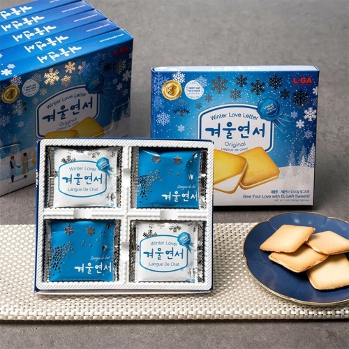 사과랑 자연맛남 엘가  수제 쿠키 겨울연서 오리지널 랑그드샤 세트  8개입x5박스