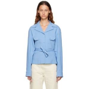 르메르 여성 블루 컨버터블 칼라 셔츠 블라우스 222646F109031