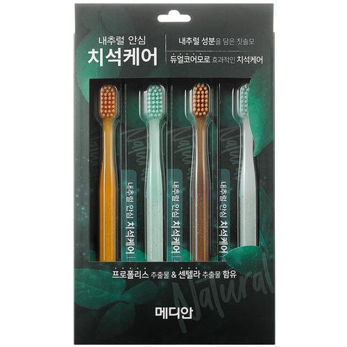 내추럴 안심 치석케어 칫솔 4입 1개