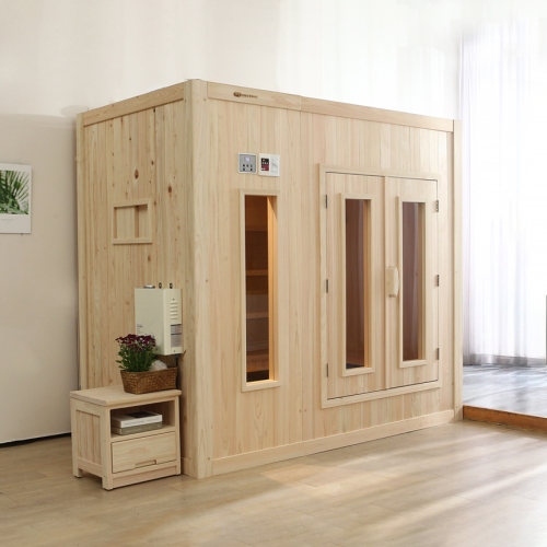 친환경편백아트 편백 양자히터 숯 건식 3인 온수 홈 사우나 침대형 P959_이미지