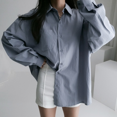 레이디스룸 남친셔츠 여성 오버핏 셔츠 남방 화이트_이미지
