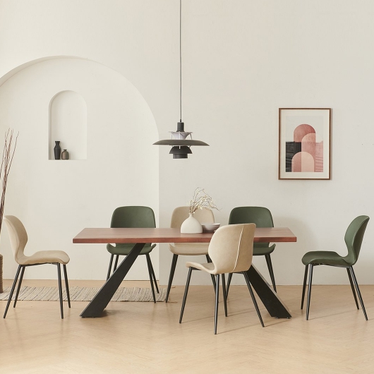 보니애가구 포엠 자바월넛 우드슬랩 40T 통원목 식탁 1800 (의자6개)_이미지