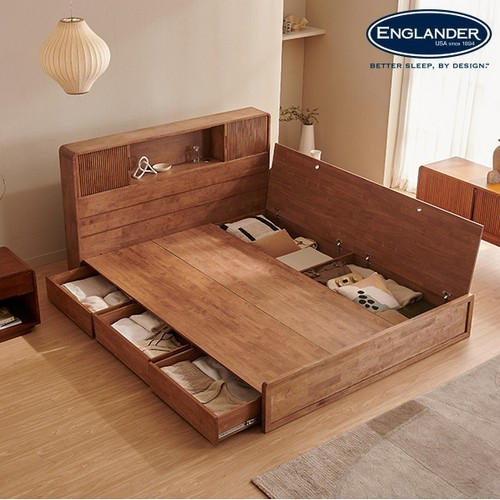 잉글랜더 바스토 원목 수납 LED침대 K (Sweet9존필로우탑포켓)_이미지
