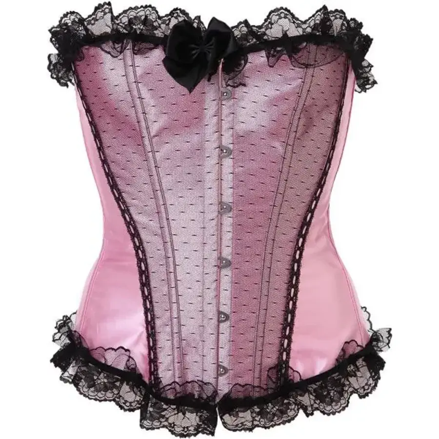 사틴 여성 드레스 코르셋 스타일 상의 여성용 탑 버시어 바스크 플로랄 레이스 허리 플러스 사이즈 DH54131_이미지