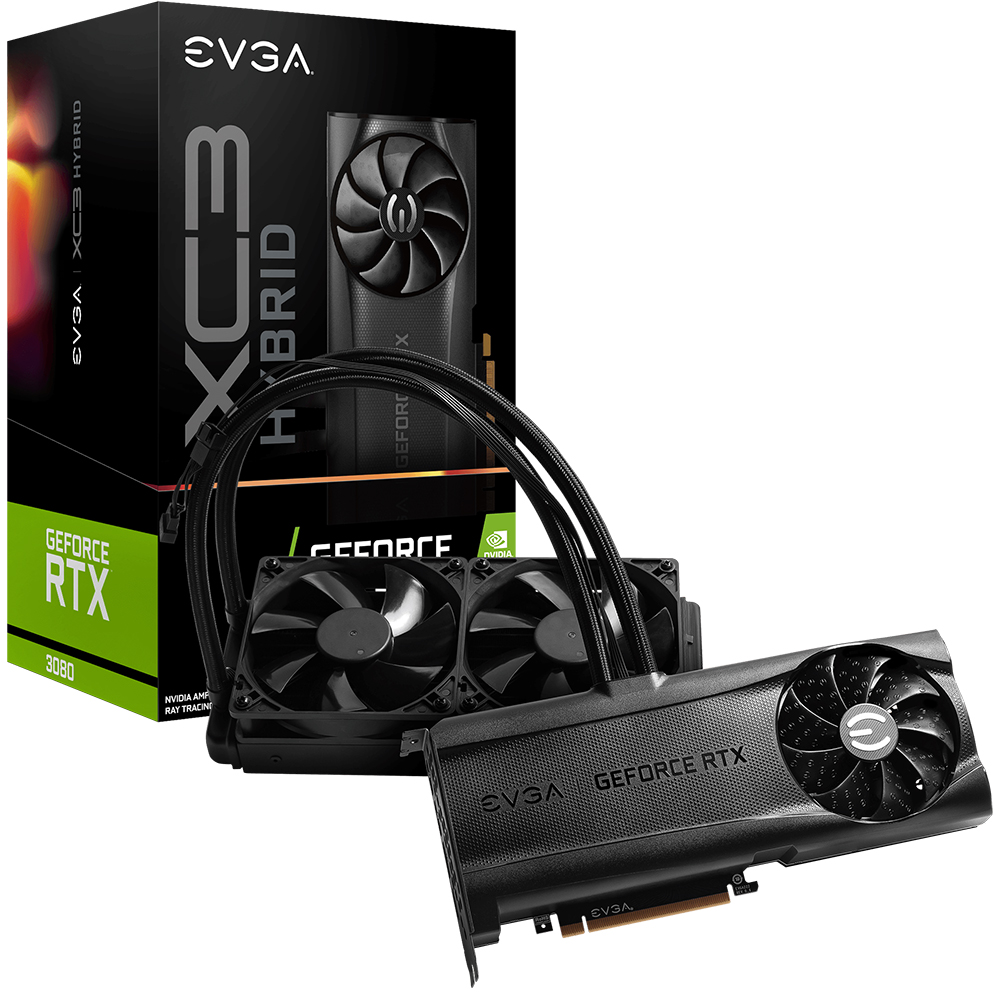 EVGA ������ RTX 3080 XC3 ULTRA HYBRID GAMING D6X 10GB LHR