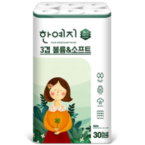 한예지 3겹 볼륨 앤 소프트 20m (30롤) (1팩)