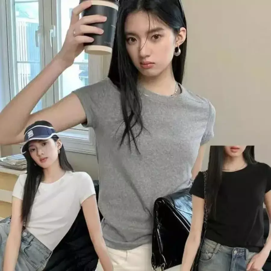 오노마 ONM 여성 여름 갓성비 끝판 슬림핏 반팔 베이직 티셔츠 33925758_이미지
