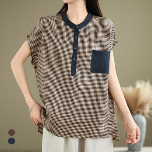 화세 차이나하프체크블라우스_HB5MBL169C