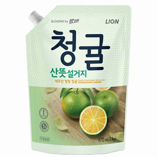참그린 청귤 산뜻설거지 리필 1kg (970ml) (5개)_이미지