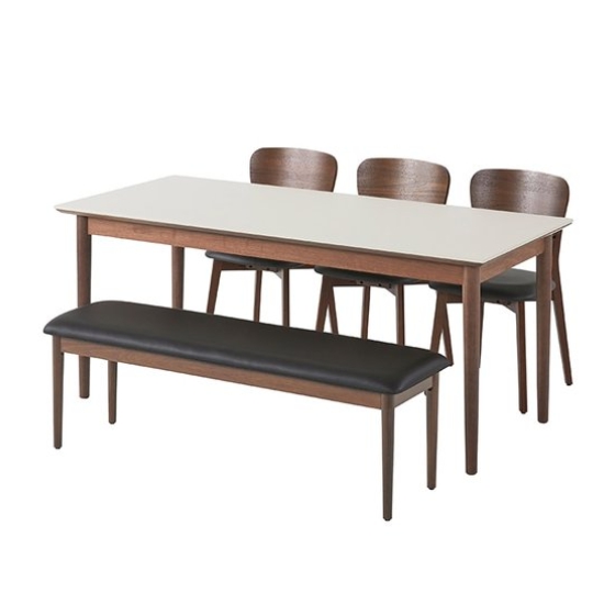 까사미아 카르네 세라믹 식탁 1800 (가죽의자3개+가죽벤치1개)_이미지