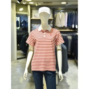 그린조이 스트라이프 와이드 카라 배색 PK 티셔츠 GS23KP22W