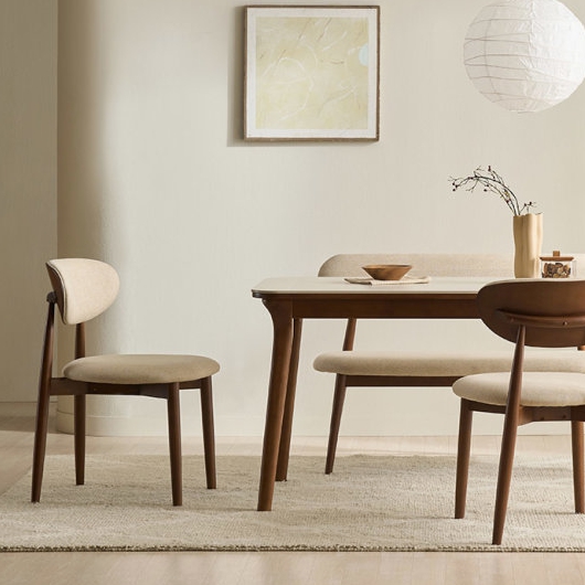 삼익가구 나폴리 포세린 세라믹 원목 식탁 1400 (의자2개+벤치1개)_이미지