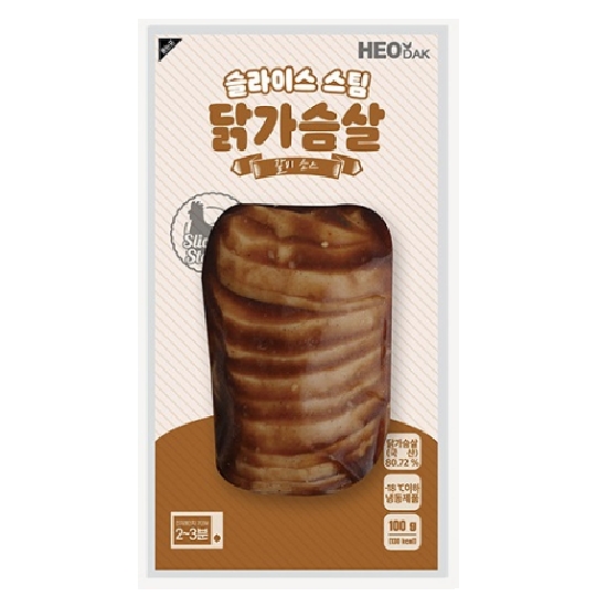 허닭 슬라이스 스팀 소스 닭가슴살 갈비 100g (50개)_이미지