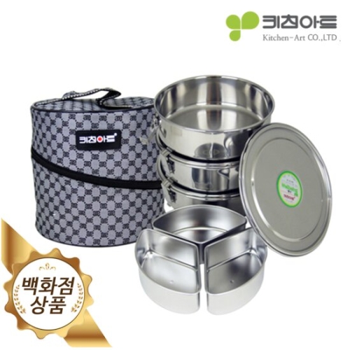 멀티 3단 원형 밀폐형 스텐레스 찬합