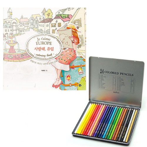 오피스존 문화 넥스프로 색연필 + 사랑해유럽 컬러링북 (24색)_이미지