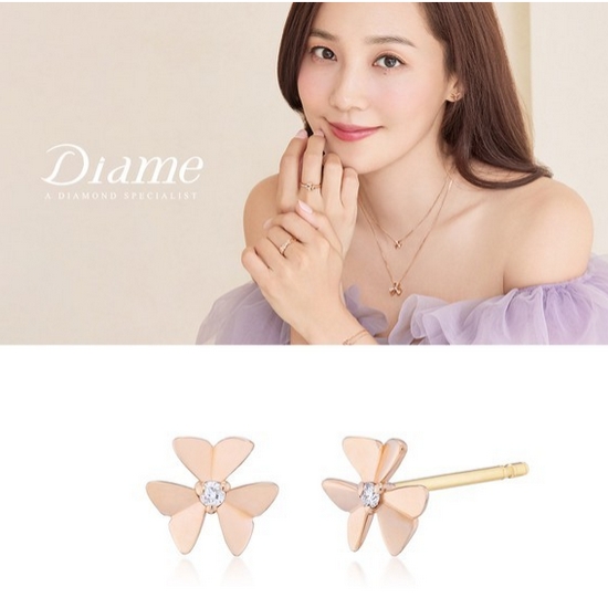 젬컴 다이아미 러브플라워 14K골드 다이아몬드 귀걸이 UGDE1049WA