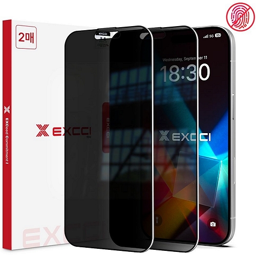 EXCCI 아이폰16e 360도 프라이버시 지문방지 글라스 보호필름 (액정 2매)