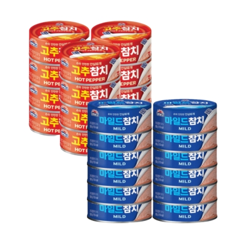 마일드 참치 안심따개 100g 12개 + 고추 참치 100g 12개