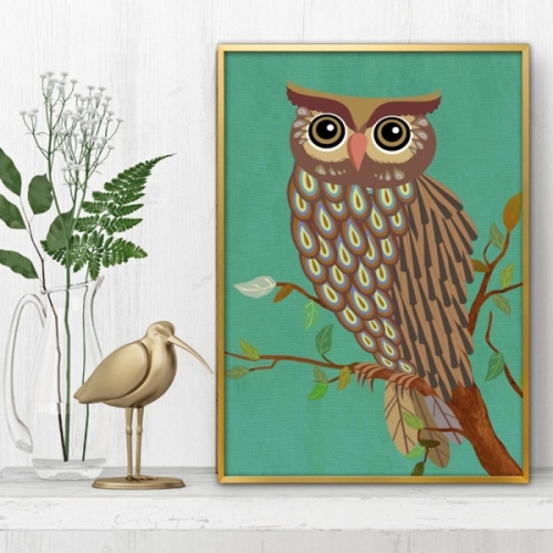 부엉이그림 액자 풍수그림 돈들어오는 1217W 2OWL3