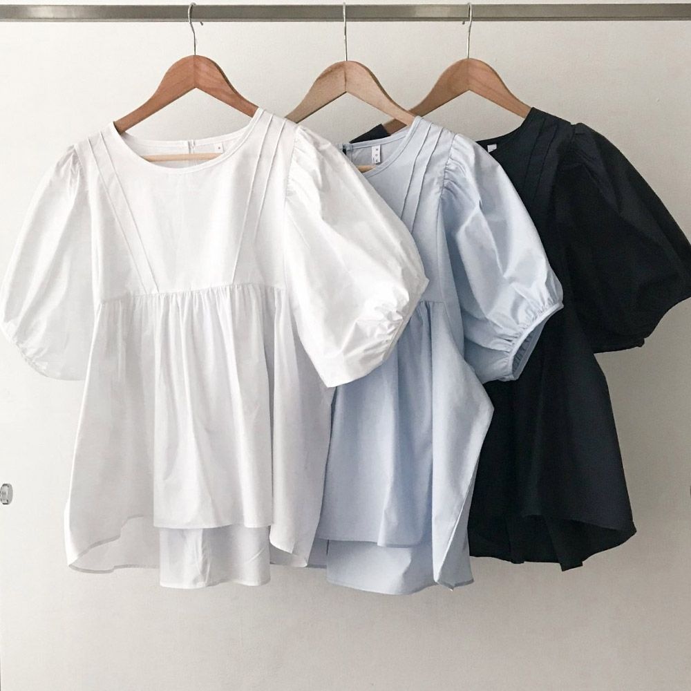 아이우먼 빅사이즈블라우스 U455L603 머랭퍼프소매블라우스 RD_이미지