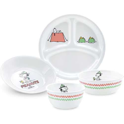 스누피 캠핑 1인 한국형 식기세트 4P