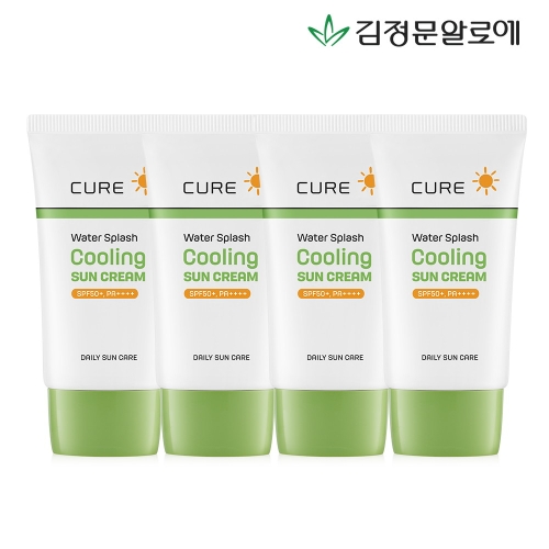 김정문알로에 큐어 워터 스플래쉬 쿨링 선크림 40ml (4개)