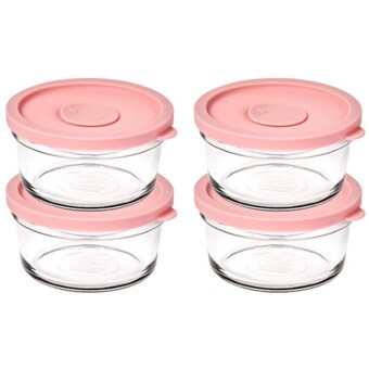 <b>글라스락</b> <b>렌지</b><b>쿡</b> 캔디핑크 햇밥용기 원형 350ml