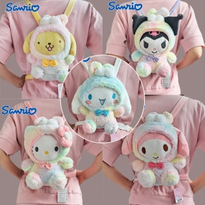 마이멜로디 산리오 산리오 레인보우 백팩 25cm 쿠로미 시나모롤 폼폼푸린 헬로키티 동물 애착 강아지 가방 인형_이미지