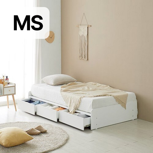 네이처스토리 르마인 무헤드 3단서랍 빅수납 침대 MS (고탄성HR폼50포켓)