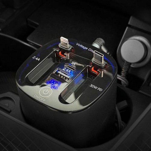 4in1 초고속 릴타입 차량용 시거잭 어댑터 PT-17 PD
