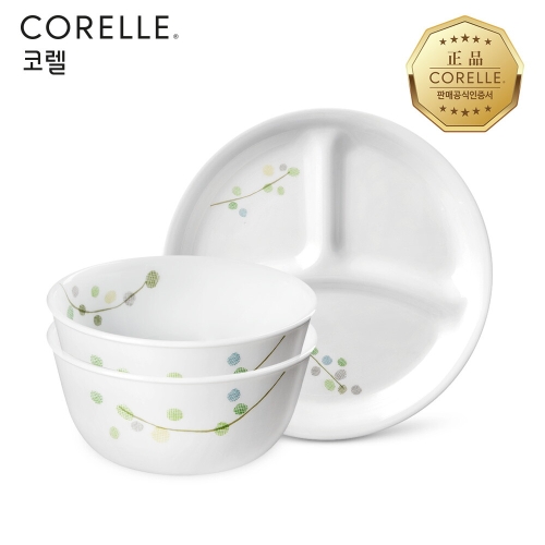 코렐브랜드 코렐 그린딜라이트 면기 소 2P+삼절접시 소 1P