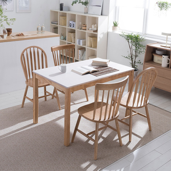 리바트 뉴시나몬 원목 식탁 1200 (윈저체어4개)_이미지