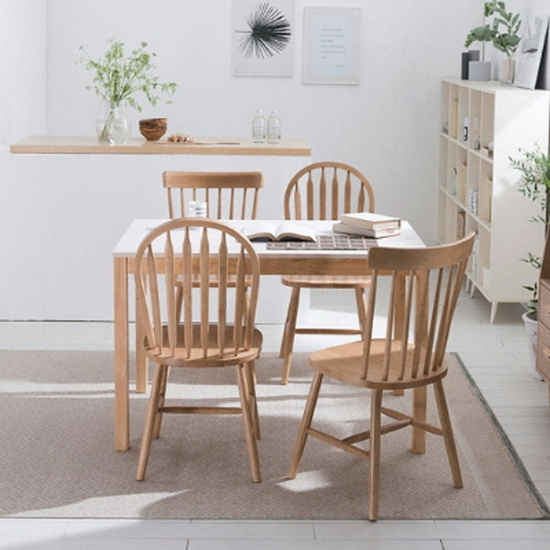 리바트 뉴시나몬 원목 식탁 1200 (윈저체어4개)_이미지