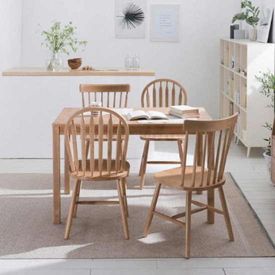 리바트 뉴시나몬 원목 식탁 1200 (윈저체어4개)_이미지