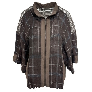 데시데 린넨체크 메쉬배색 루즈핏 점퍼 DPS530