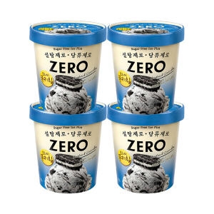롯데제과 제로 아이스 쿠키앤크림 파인트 474ml (4개)_이미지