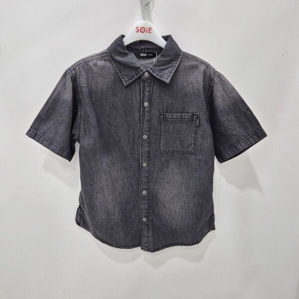 패플 26M5304 5부 블랙 데님 셔츠_SH