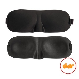 안대 + 귀마개 세트 블랙 입체 수면안대