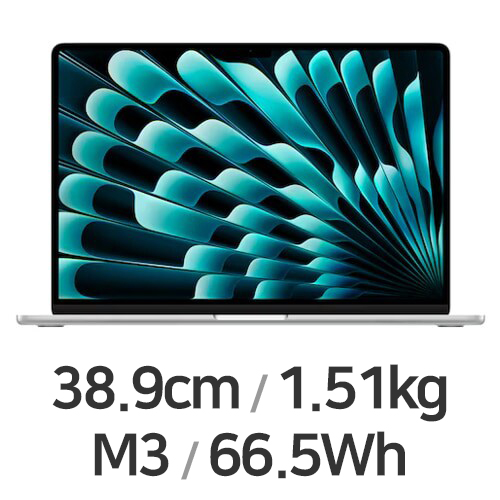 APPLE 맥북에어15 M3 8코어 CPU, 10코어 GPU 실버이미지입니다. 누르면 해당 게시물로 새창이동합니다.