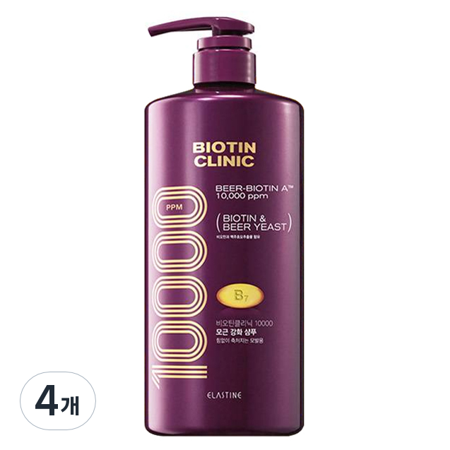 LG생활건강 엘라스틴 비오틴 클리닉 맥주효모 샴푸 1000ml (4개)
