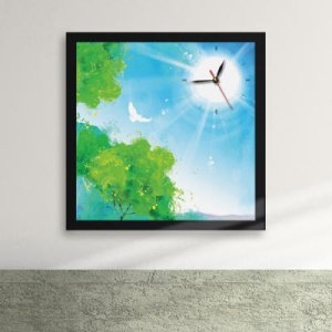 꾸밈 iz223-햇빛찬란한숲속액자벽시계_디자인액자시계