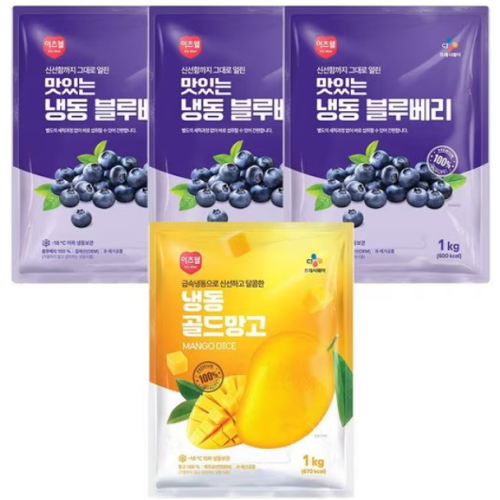맛있는 냉동 블루베리 1kg x 3개 + 냉동 골드망고 1kg