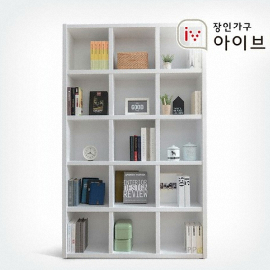 장인가구 마카롱 5단 15칸 오픈형 책장 1200