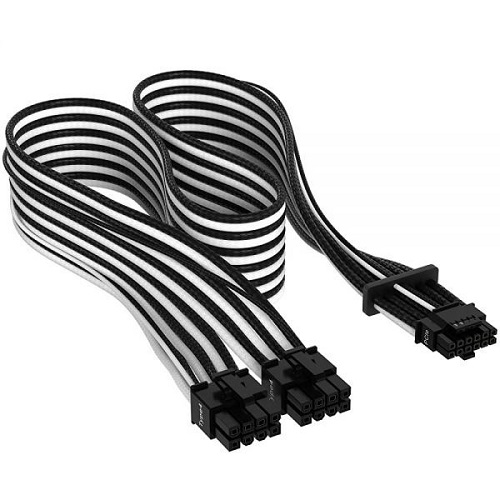 CORSAIR Premium 600W PCIe 5.0 12VHPWR PSU 파워 케이블 해외구매 (0.65m, 블랙화이트)_이미지