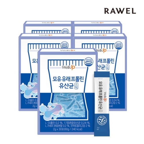 한국생활건강 로엘 웰업 모유유래 프롤린 유산균 스틱 30포 (5개)