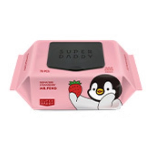 슈퍼대디 미스터펭 시그니처 딸기 물티슈 캡형 70매 (1팩)_이미지