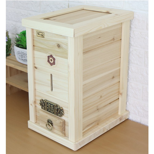  포메리트 편백나무 원목 쌀통 10kg