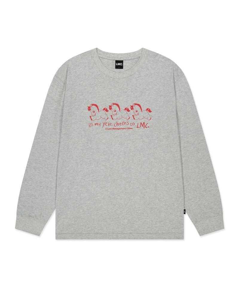 엘엠씨 NEW YEAR HORSE LONG SLV TEE heather gray 410632