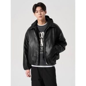 에잇세컨즈 페이크 레더 투웨이 후드 푸퍼 블랙 42413ZGY15 42413ZGY15 465294_이미지